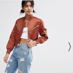 ASOS Cropped Bomber Jacket Size 12
